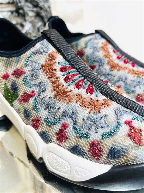 dior beaded sneakers|Dior designer sneakers.